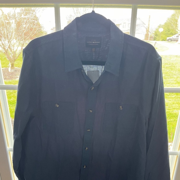 Lucky Brand Men’s Cotton Twill Blue Button Up – NWT - Picture 4 of 5